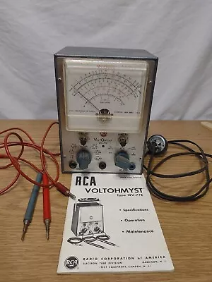 Vintage RCA VoltOhmyst WV-77E Electrical Test Meter W/ Leads And Original Manual • $40
