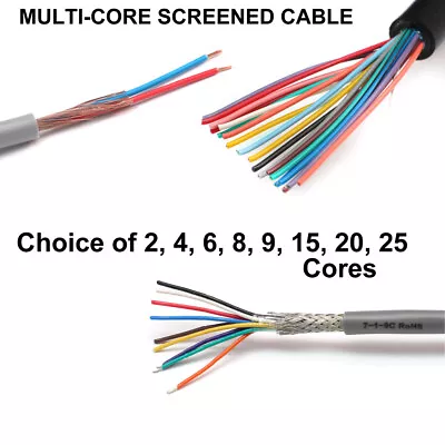 £3.39 • Buy MULTI-CORE CABLE Screened Multi 2 4 6 8 9 15 25 Core Audio Data Signal RS232 