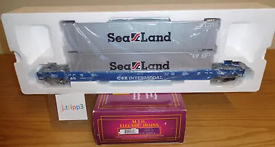 Mth 20-95008 Csx Husky Stack Car 7173 O Scale Train Intermodal Sealand Container • $84.95