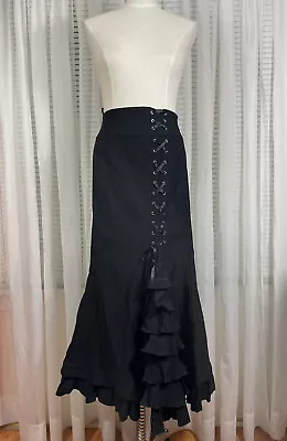 Belle Poque Skirt Womens Sz M Black Victorian Ruffled Steampunk Mermaid Fishtail • $24.77