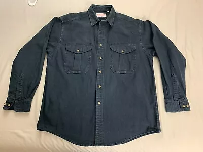 Vintage CC Filson Alaskan Guide Shirt Dark Blue Twill Mens Sz L • $64.99