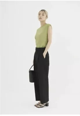 $33 • Buy UNIQLO U CHRISTOPHE LEMAIRE 100% Cotton High Waisted Black Pants Wide NEW Sz S 8