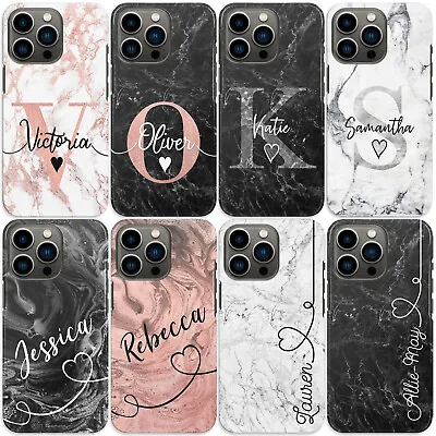 Personalised Initial Phone Case For Xiaomi Custom Hard Cover Pink Marble Heart • £6.49