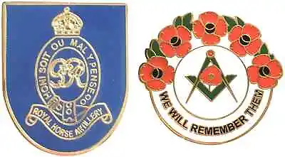 Royal Horse Artillery Regiment Badge And Masonic We Will Remember Enamel Badge • £9.99