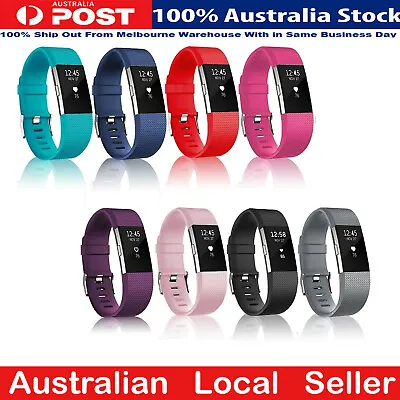 Fitbit Charge 2 Bands Replacement Silicone Gel Strap Bracelet Wristband Sport AU • $8.49