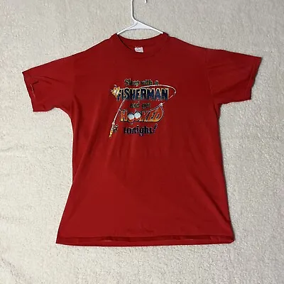 Vintage Fishing T-shirt Mens XL Sport-T Red Graphic Logo Single Stitch Fisherman • $18.99