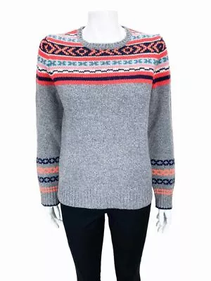 J. Crew Factory Women's Fairisle Crewneck Sweater Grey Heather/Multi Size M • $17