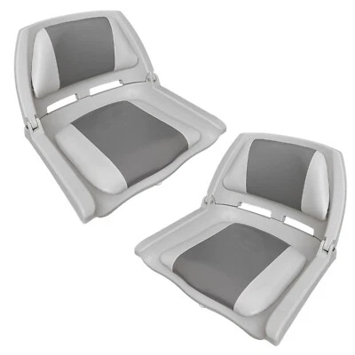 £75 • Buy 2x Folding Boat Seat Padded Marine Vinyl Grey & Charcoal Yacht Yishing Rib Speed