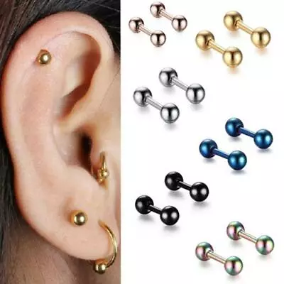 Hot Medical Titanium Steel Earrings Round Ball Earrings Fashion Jewelry Gift LA • £2.58