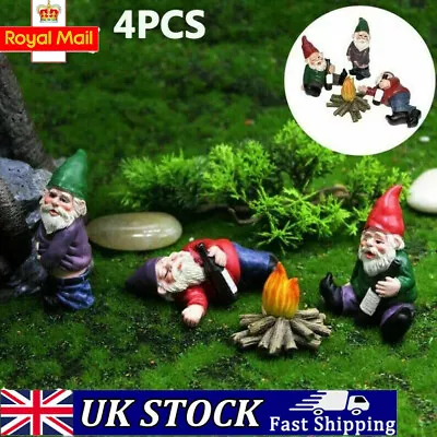 4pcs/set Mini Resin Dwarfs Statue Garden Decorations For Doll House Garden • £5.78