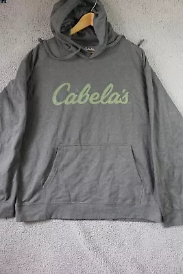 Cabelas Hoodie Gray Pull Over Sweatshirt Men's Adult Large Spell Out Green Words • $3.78