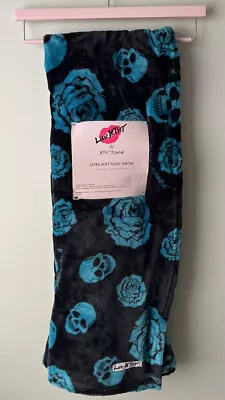 Luv Betsey Johnson 50x60 Skull Soft Plush Throw Blanket Skull & Roses • $31.49