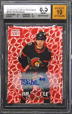 2020-21 Skybox Premium #PP50 Tim Stutzle Retro Rubies Autograph SP BGS BAS 8.5 • $0.99