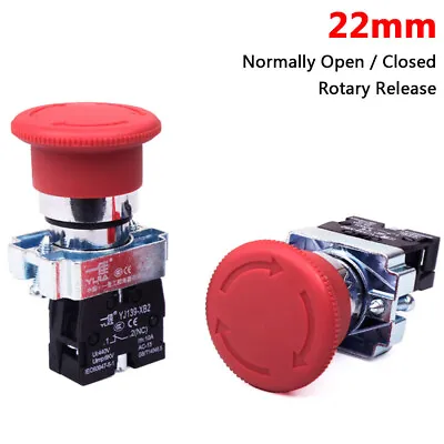 Red Mushroom Head 22mm E-STOP Switch Emergency Stop Push Button Switch NO NC XB2 • $5.65