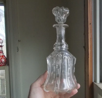 $120 • Buy 1860 Pontiled Pittsburgh Pillar Mold Cut Glass Decanter W/original Stopper