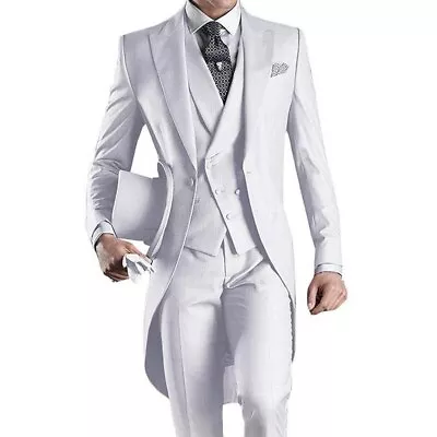 Men Tail Coat Blazer Jacket Pants Vest 3Piece Set Formal Prom Male Suits Costume • $170.39