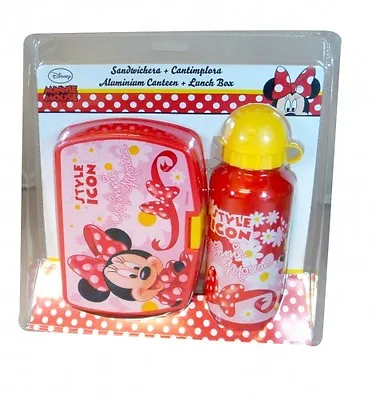 Disney Minnie Mouse 'Style Icon' School Sandwich Box And Aluminium Bottle Lunch • £7.69