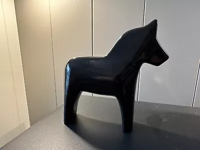 Rare Ikea Limited Edition 75 Years Ceramic Dala Horse Black Original Sticker • £100