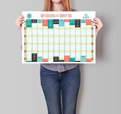 £1.99 • Buy Laminated Wall Calendar Planner 2022 2023 A1 A2 Free Postage 