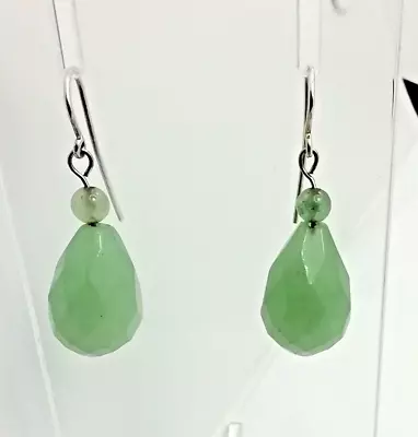  Jade Briolette Drop Vintage Earrings • $24.88