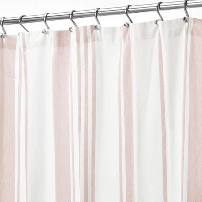 $23.95 • Buy MDesign, Stripe Fabric Shower Curtain, 100% Cotton, 72  X 72 , Light Pink