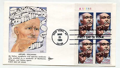 2411 Orturo Toscanini Performing Arts Series GillCraft Plate Block PB4 FDC • $3.50