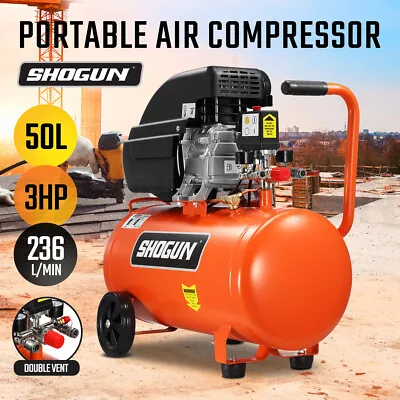 Shogun Air Compressor 50L 3HP Electric Inflator Pump Tank Direct Drive Portable • $294.95