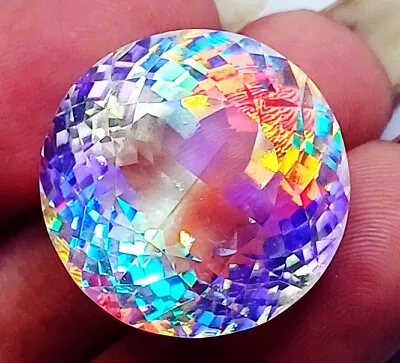 Loose Gemstone Certified 62.55 Ct Round Shape Rainbow Mystic Quartz • $23.28