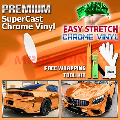 Supercast Chrome Orange Car Vinyl Wrap Decal Sticker Bubble Free Sheet Film DIY • $11.75