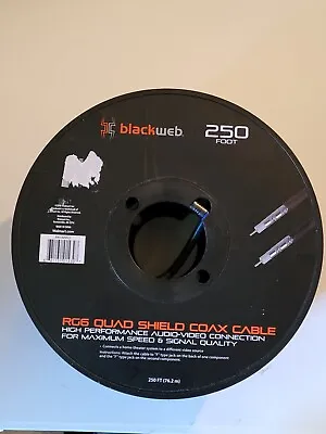 BLACKWEB 250 Feet Rg6 Quad Shield Coaxial Coax Cable With Fittings On Each End • $16.39