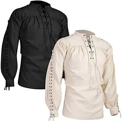 UK Men's Steampunk Vintage Gothic Victorian Medieval Ruffled Blouse Top Shirts • £26.39