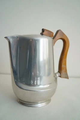 £5 • Buy Vintage Mid Century Picquot Ware Coffee Pot With Wooden Handle