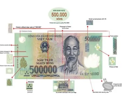 1 MILLION 1000000 VIETNAMESE DONG 2x 500000 Vietnam Authentic Guarantee VND • $65.22