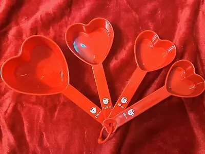 Betty Crocker 4 Red Heart Shaped Plastic Measuring Cups Valentine’s Kitchen Tool • $12.99