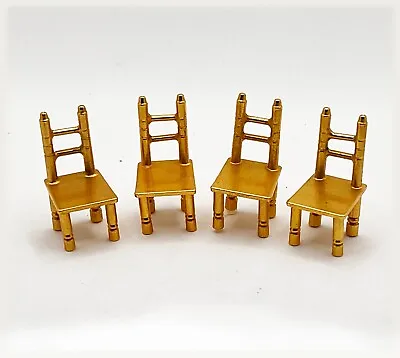 Dollhouse Miniature Half Scale Solid Brass Ladderback Side Chairs 1:24 Lot Of 4 • $18