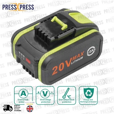 £24.99 • Buy 1 Pack 20V 6.0Ah Lithium Battery Replacement For Worx WA3551.1 WA3553 WX386 WX17