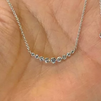 1.20Ct Round Cut VVS1/D Diamond Bar Pendant 14K White Gold Finish 18 Free Chain • $32.34