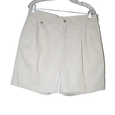 Haggar Casuals Mens White Cotton Chino Shorts Comfort Pockets Mid Rise Size 36 • $9.49