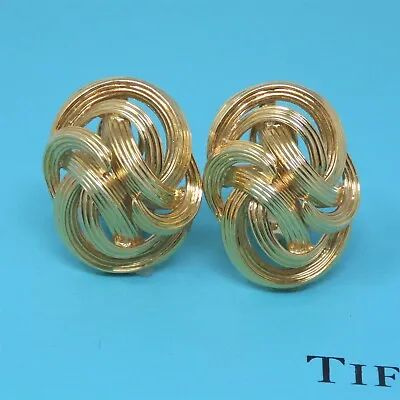 $3199 • Buy NYJEWEL Tiffany & Co. 18k Yellow Gold Big Knot Clip On Earrings