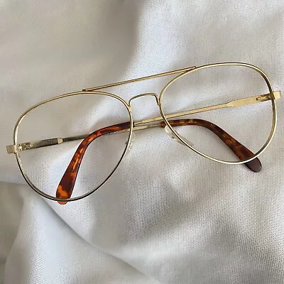 Vintage Gold Metal Aviator Pan Oceanic Unisex Mens Womens Frames Eyeglasses • $17.09