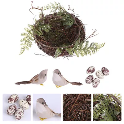 Artificial Bird Nest With Spotted Egg & Twig Ornament For DIY Craft & Home Decor • £9.29
