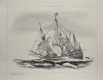 Sailing Ship English Galleon Maritim Motif Drawing Pencil 1995 • £37.74