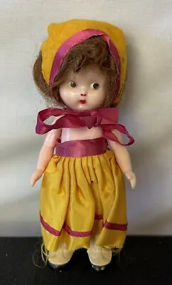 Vintage 1952 S&E Knickerbocker 6” Doll W/ Bonnet & Dress Original Clothes • $45