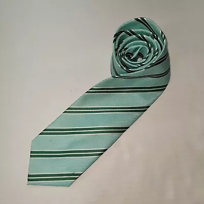 Vesuvio Napoli In Italy Mens Tie Aqua Mint Green Striped Polyester Office • $14.88