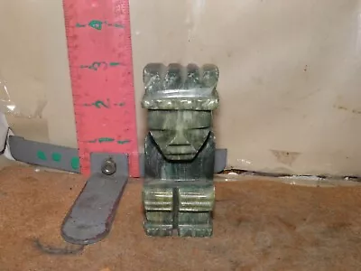 Maybe Jade Mayan Seated Figure? Green Rock Anyway looks Hand Carved • $7.99