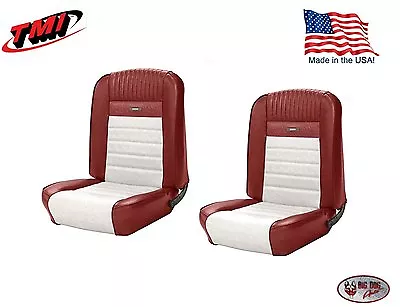 Full Set Deluxe PONY Seat Upholstery  Ford Mustang Front/Rear - Red & White • $950.09