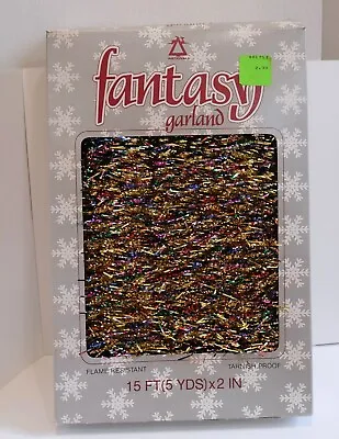 Vintage Fantasy Garland Multicolor Jewel Tone 1990s National Tinsel Co 15ft NIP • $12