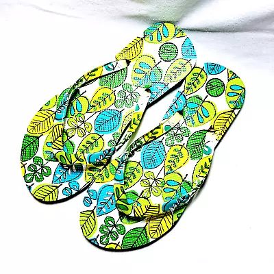 Vera Bradley Womens Green Leaves Flip-Flops Thong Sandals Size Small 5-6 • $18