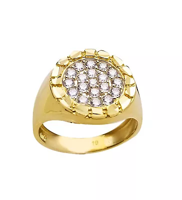 Men's 10K Gold Nugget Cut CZ Ring  • $319