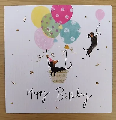 Whistlefish Dachshund Birthday Card Sausage Dog Hot Air Balloon Male • £1.43